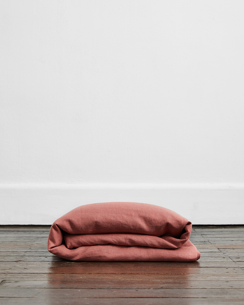 Pink Clay 100% Flax Linen Duvet Cover