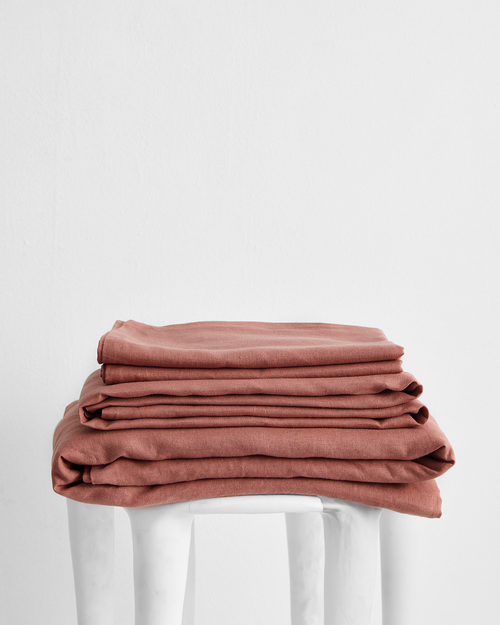 Pink Clay 100% Flax Linen Sheet Set