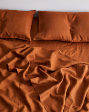Load image into Gallery viewer, Rust 100% Flax Linen Fitted Sheet