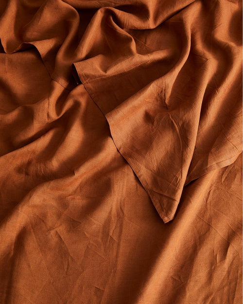 Rust 100% Flax Linen Flat Sheet