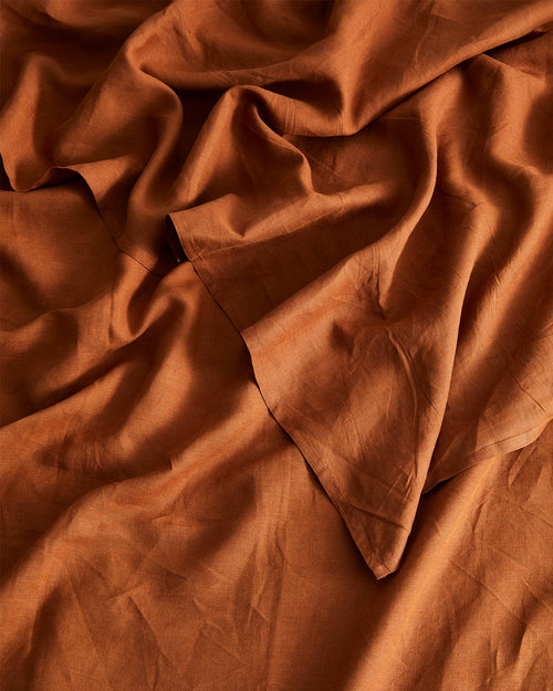 Rust 100% Flax Linen Fitted Sheet