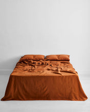 Load image into Gallery viewer, Rust 100% Flax Linen Flat Sheet