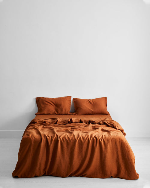 Rust 100% Flax Linen Pillowcases (Set of Two)