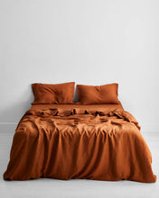 Load image into Gallery viewer, Rust 100% Flax Linen Bedding Set