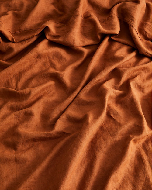Rust 100% Flax Linen Bedding Set