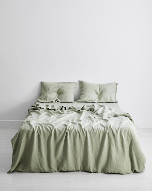 Sage 100% Flax Linen Duvet Cover