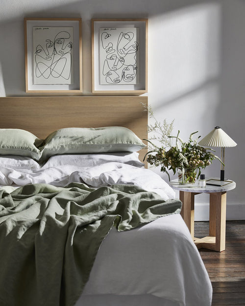 Sage 100% French Flax Linen Throw