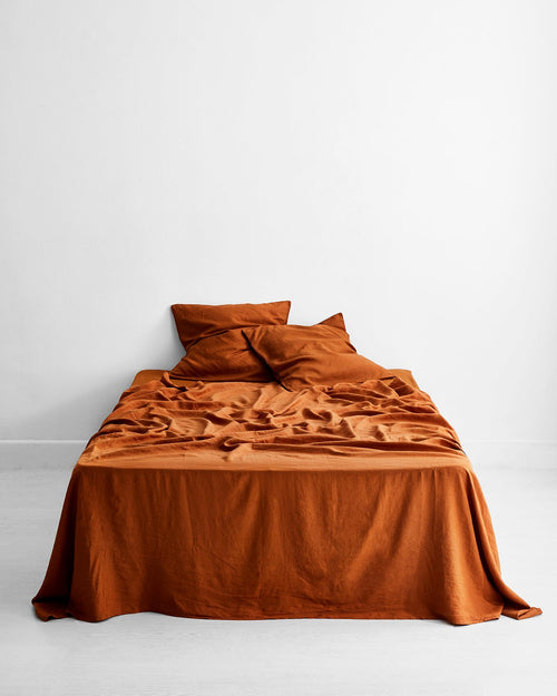 Rust 100% Flax Linen European Pillowcases (Set of Two)
