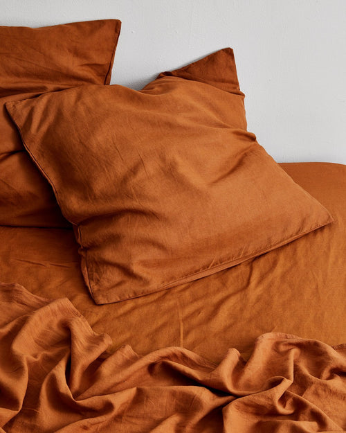 Rust 100% Flax Linen European Pillowcases (Set of Two)