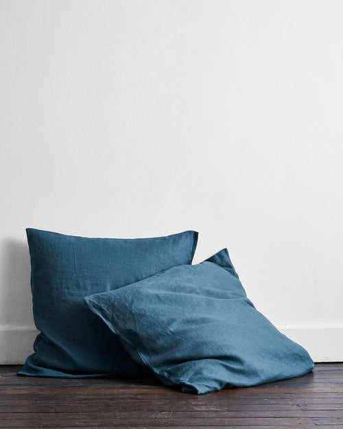 Petrol 100% Flax Linen European Pillowcases (Set of Two)