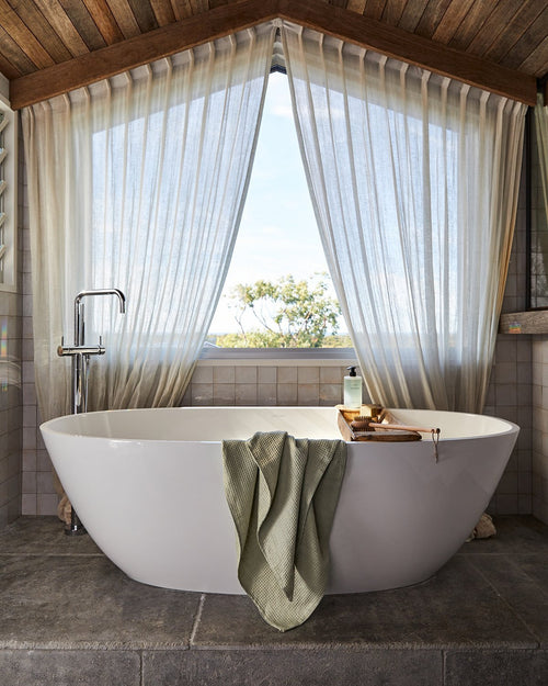 100% Linen Waffle Bath Towel in Sage