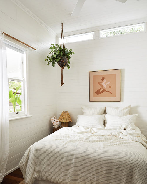 Stripe 100% Flax Linen Bedding Set