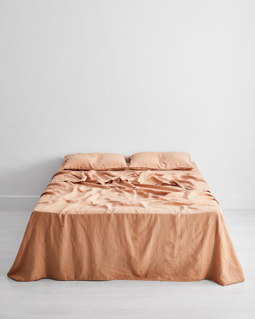 Terracotta 100% Flax Linen Sheet Set