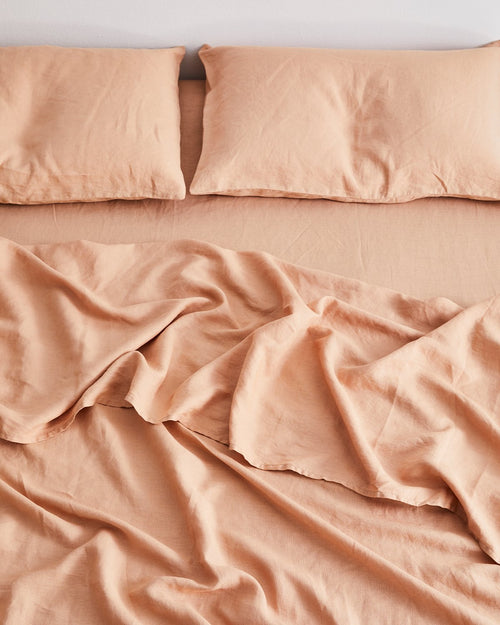 Terracotta 100% Flax Linen Sheet Set