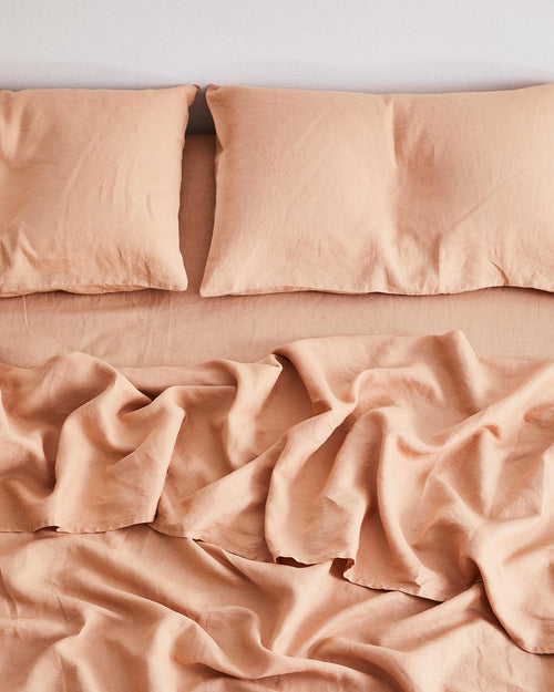 Terracotta 100% Flax Linen Fitted Sheet