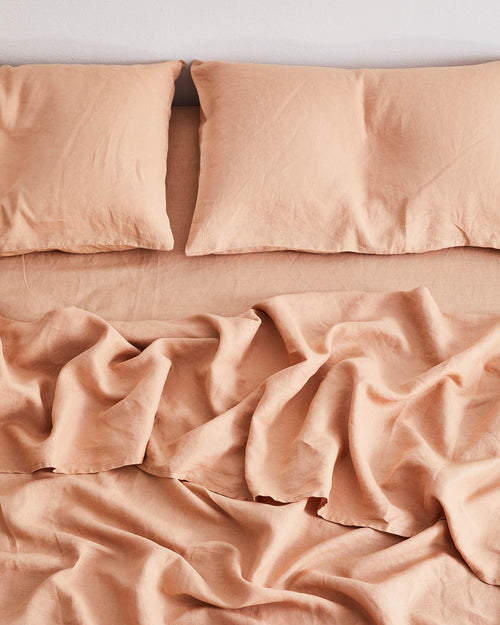 Terracotta 100% Flax Linen Fitted Sheet