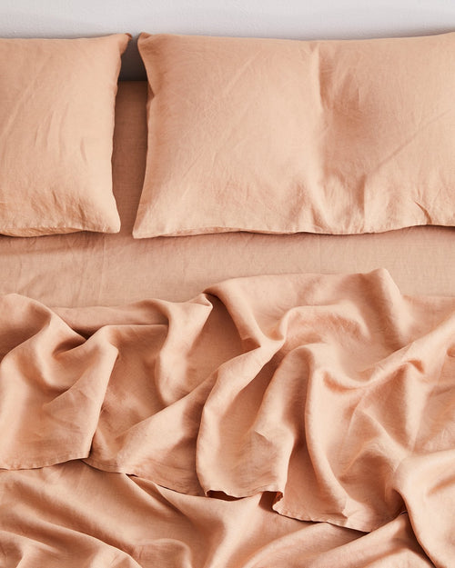 Terracotta 100% Flax Linen Flat Sheet