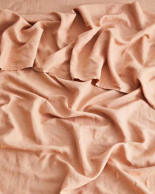 Terracotta 100% Flax Linen Fitted Sheet