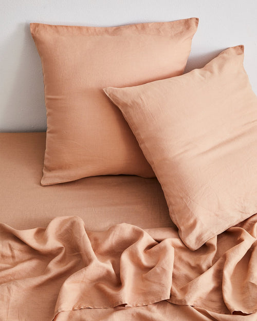 Terracotta 100% Flax Linen European Pillowcases (Set of Two)