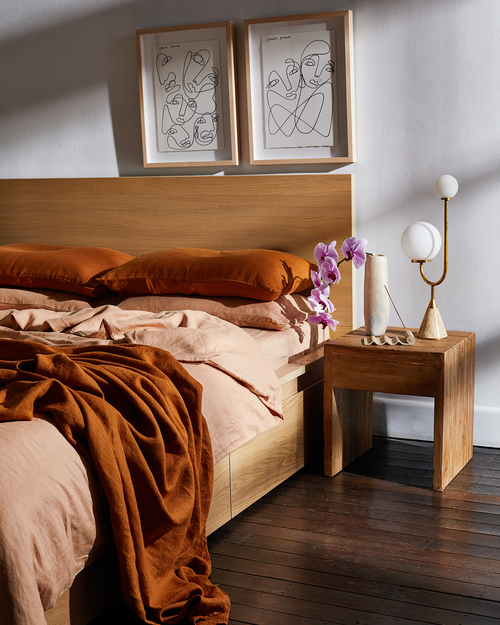 Rust 100% French Flax Linen Throw