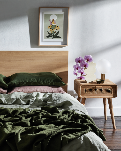 Olive 100% French Flax Linen Throw