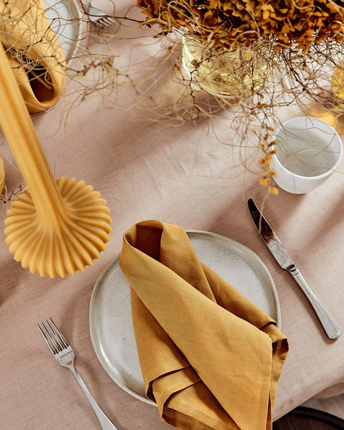 100% Linen Tablecloth in Terracotta