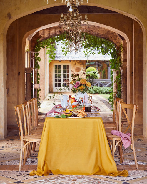 100% Linen Tablecloth in Turmeric
