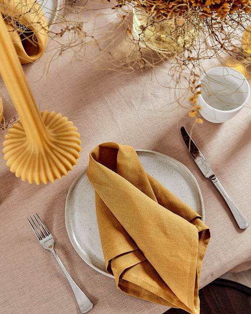 100% Linen Napkins in Turmeric (Set of Four)
