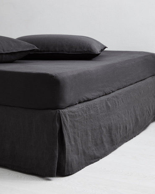 Charcoal 100% Flax Linen Valance