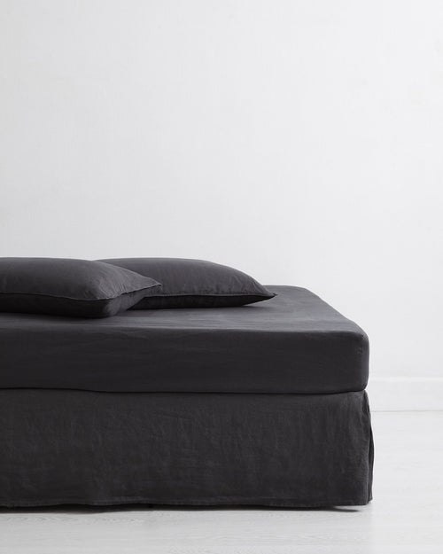 Charcoal 100% Flax Linen Valance
