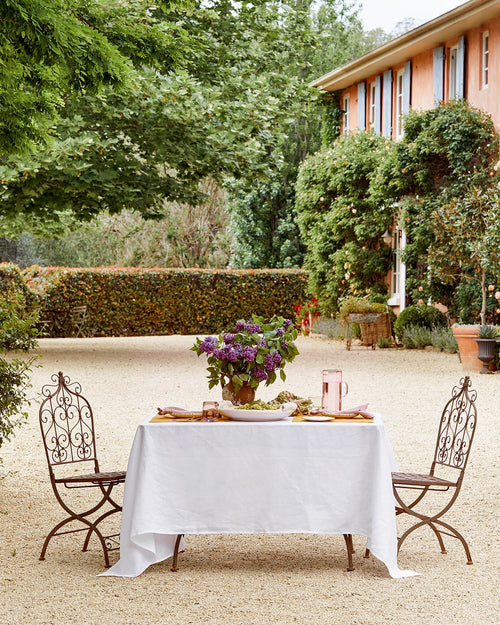 100% Linen Tablecloth in White