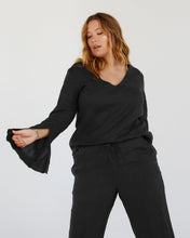 Load image into Gallery viewer, 100% French Flax Linen Top in Charcoal