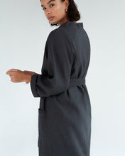 Load image into Gallery viewer, 100% French Flax Linen Classic Robe in Charcoal