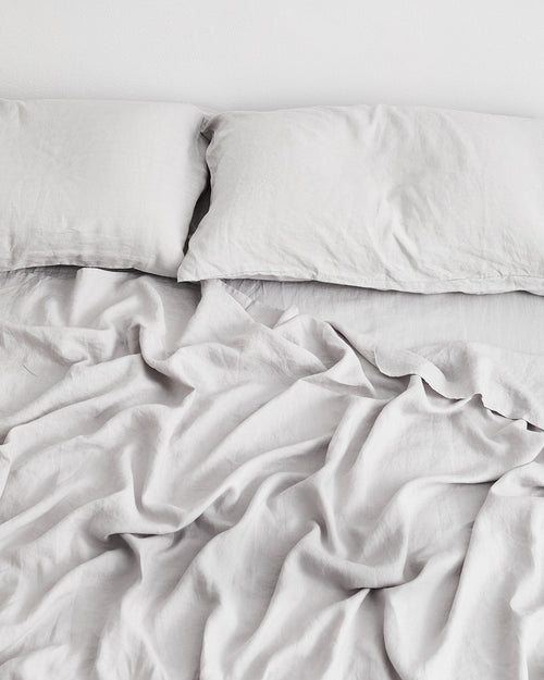 Fog 100% Flax Linen Fitted Sheet