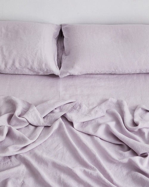 Lilac 100% Flax Linen Fitted Sheet