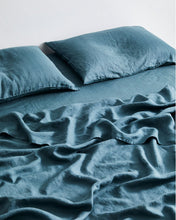 Load image into Gallery viewer, Petrol 100% Flax Linen Flat Sheet