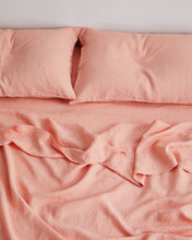 Load image into Gallery viewer, Peach 100% Flax Linen Fitted Sheet