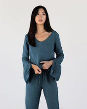 Load image into Gallery viewer, 100% French Flax Linen Top in Petrol