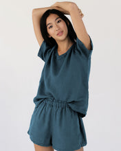 Load image into Gallery viewer, 100% French Flax Linen T-Shirt in Petrol
