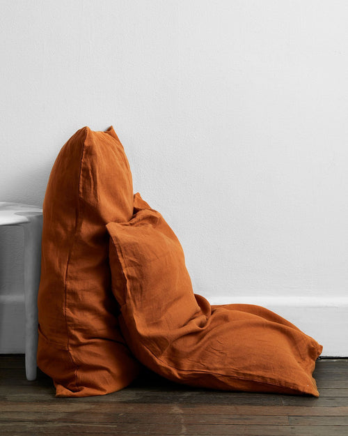 Rust 100% Flax Linen Pillowcases (Set of Two)