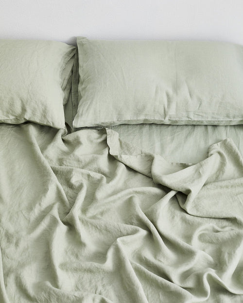 Sage 100% Flax Linen Fitted Sheet
