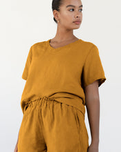 Load image into Gallery viewer, 100% French Flax Linen T-Shirt in Turmeric