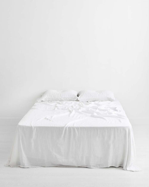 White 100% Flax Linen Sheet Set